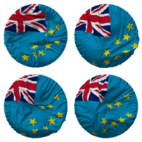 Tuvalu Flag in Round Shape Isolated with Four Different Waving Style, Bump Texture, 3D Rendering png