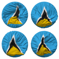 Saint Lucia Flag in Round Shape Isolated with Four Different Waving Style, Bump Texture, 3D Rendering png