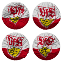 verein pelliccia bewegungsspiele stoccarda 1893 e v, vfb stoccarda bandiera nel il giro forma isolato con quattro diverso agitando stile, urto struttura, 3d interpretazione png