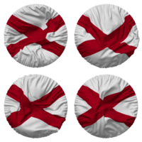 Estado do Alabama bandeira dentro volta forma isolado com quatro diferente acenando estilo, colisão textura, 3d Renderização png