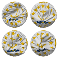 State of Rhode Island Flag in Round Shape Isolated with Four Different Waving Style, Bump Texture, 3D Rendering png