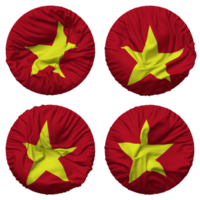 vietnam flagga i runda form isolerat med fyra annorlunda vinka stil, stöta textur, 3d tolkning png