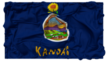 estado de Kansas bandera olas con realista bache textura, bandera fondo, 3d representación png