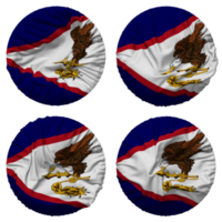 américain samoa drapeau dans rond forme isolé avec quatre différent agitant style, bosse texture, 3d le rendu png