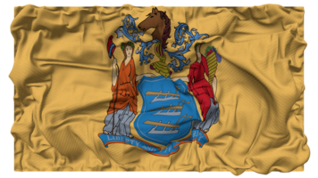 estado de nuevo jersey bandera olas con realista bache textura, bandera fondo, 3d representación png