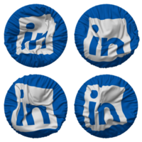 Linkedin Flagge im runden gestalten isoliert mit vier anders winken Stil, stoßen Textur, 3d Rendern png