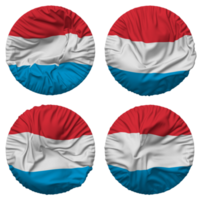 Luxembourg Flag in Round Shape Isolated with Four Different Waving Style, Bump Texture, 3D Rendering png