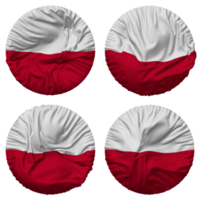 Polen vlag in ronde vorm geïsoleerd met vier verschillend golvend stijl, buil textuur, 3d renderen png