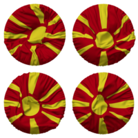 North Macedonia Flag in Round Shape Isolated with Four Different Waving Style, Bump Texture, 3D Rendering png