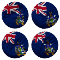 South Georgia and the South Sandwich Islands, SGSSI Flag in Round Shape Isolated with Four Different Waving Style, Bump Texture, 3D Rendering png