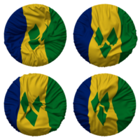 Saint Vincent and the Grenadines Flag in Round Shape Isolated with Four Different Waving Style, Bump Texture, 3D Rendering png