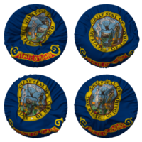 State of Idaho Flag in Round Shape Isolated with Four Different Waving Style, Bump Texture, 3D Rendering png