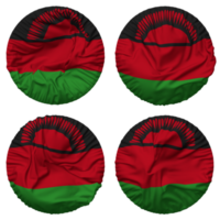 Malawi Flag in Round Shape Isolated with Four Different Waving Style, Bump Texture, 3D Rendering png
