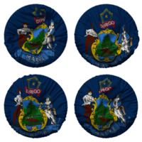 State of Maine Flag in Round Shape Isolated with Four Different Waving Style, Bump Texture, 3D Rendering png