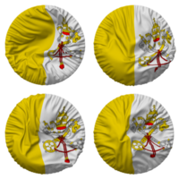 vatican stad flagga i runda form isolerat med fyra annorlunda vinka stil, stöta textur, 3d tolkning png