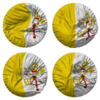 Vaticano cidade bandeira dentro volta forma isolado com quatro diferente acenando estilo, colisão textura, 3d Renderização png