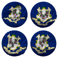 Etat de Connecticut drapeau dans rond forme isolé avec quatre différent agitant style, bosse texture, 3d le rendu png