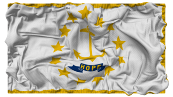estado de Rhode isla bandera olas con realista bache textura, bandera fondo, 3d representación png