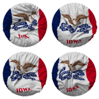 Etat de Iowa drapeau dans rond forme isolé avec quatre différent agitant style, bosse texture, 3d le rendu png