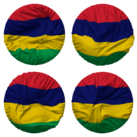 mauritius flagga i runda form isolerat med fyra annorlunda vinka stil, stöta textur, 3d tolkning png