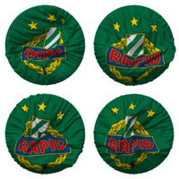 clube esportivo rápido Viena, sk rápido wien bandeira dentro volta forma isolado com quatro diferente acenando estilo, colisão textura, 3d Renderização png