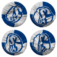 club de football gelsenkirchen schalke 04 e v, fc schalke 04 drapeau dans rond forme isolé avec quatre différent agitant style, bosse texture, 3d le rendu png