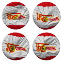 1 fc União Berlim bandeira dentro volta forma isolado com quatro diferente acenando estilo, colisão textura, 3d Renderização png