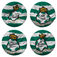 Club Santos Laguna SA de CV, Santos Laguna Flag in Round Shape Isolated with Four Different Waving Style, Bump Texture, 3D Rendering png