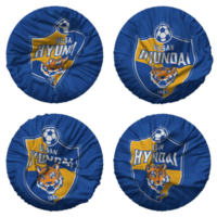 Ulsan hyundai fc drapeau dans rond forme isolé avec quatre différent agitant style, bosse texture, 3d le rendu png