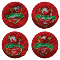 Shabab Al Ahli Football Club Flag in Round Shape Isolated with Four Different Waving Style, Bump Texture, 3D Rendering png