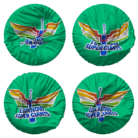 Lucknow Super Giants, LSG Flag in Round Shape Isolated with Four Different Waving Style, Bump Texture, 3D Rendering png