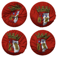 sportif clube de braga, sportif de braga, sc Braga drapeau dans rond forme isolé avec quatre différent agitant style, bosse texture, 3d le rendu png