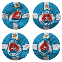 SK Slovan Bratislava Flag in Round Shape Isolated with Four Different Waving Style, Bump Texture, 3D Rendering png