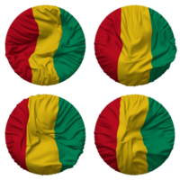 Guinée drapeau dans rond forme isolé avec quatre différent agitant style, bosse texture, 3d le rendu png