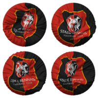 stade rennais fotboll klubb flagga i runda form isolerat med fyra annorlunda vinka stil, stöta textur, 3d tolkning png