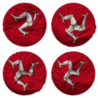 Isle of Man Flag in Round Shape Isolated with Four Different Waving Style, Bump Texture, 3D Rendering png