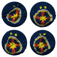 football club fcsb drapeau dans rond forme isolé avec quatre différent agitant style, bosse texture, 3d le rendu png