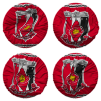 urawa rouge diamants drapeau dans rond forme isolé avec quatre différent agitant style, bosse texture, 3d le rendu png