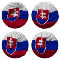 la slovaquie drapeau dans rond forme isolé avec quatre différent agitant style, bosse texture, 3d le rendu png