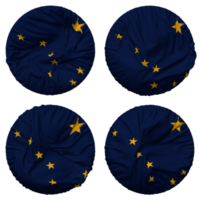 State of Alaska Flag in Round Shape Isolated with Four Different Waving Style, Bump Texture, 3D Rendering png