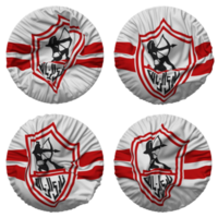 zamalek esportivo clube bandeira dentro volta forma isolado com quatro diferente acenando estilo, colisão textura, 3d Renderização png