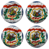 State of West Virginia Flag in Round Shape Isolated with Four Different Waving Style, Bump Texture, 3D Rendering png