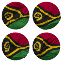 Vanuatu Flag in Round Shape Isolated with Four Different Waving Style, Bump Texture, 3D Rendering png