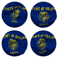 State of Oregon Flag in Round Shape Isolated with Four Different Waving Style, Bump Texture, 3D Rendering png