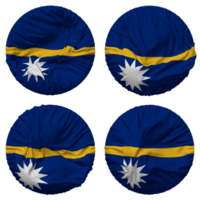 nauru flagga i runda form isolerat med fyra annorlunda vinka stil, stöta textur, 3d tolkning png