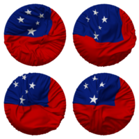 samoa flagga i runda form isolerat med fyra annorlunda vinka stil, stöta textur, 3d tolkning png