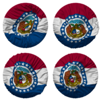 Etat de Missouri drapeau dans rond forme isolé avec quatre différent agitant style, bosse texture, 3d le rendu png