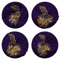 Kolkata cavaleiro cavaleiros, kkr bandeira dentro volta forma isolado com quatro diferente acenando estilo, colisão textura, 3d Renderização png