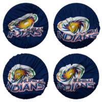 Mumbai Indians, MI Flag in Round Shape Isolated with Four Different Waving Style, Bump Texture, 3D Rendering png