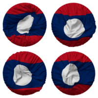 laos flagga i runda form isolerat med fyra annorlunda vinka stil, stöta textur, 3d tolkning png